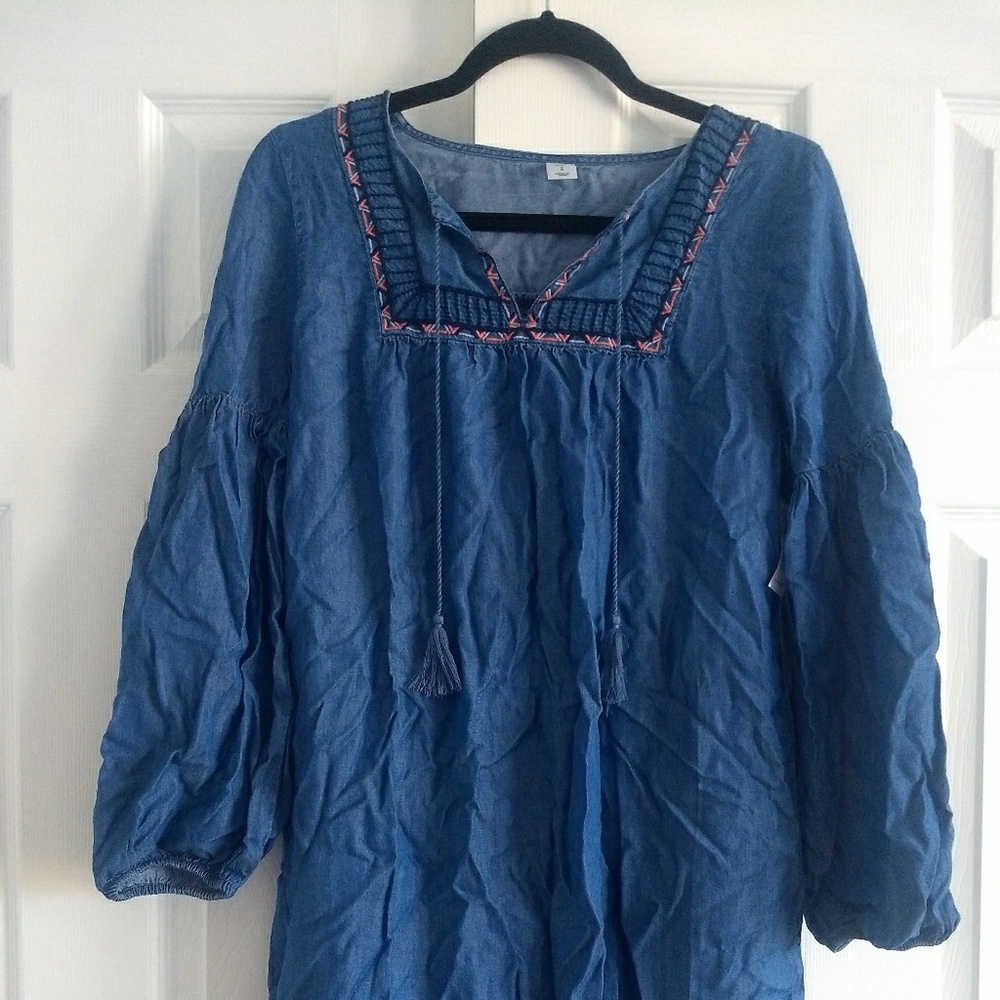 Embroidered Chambray dress